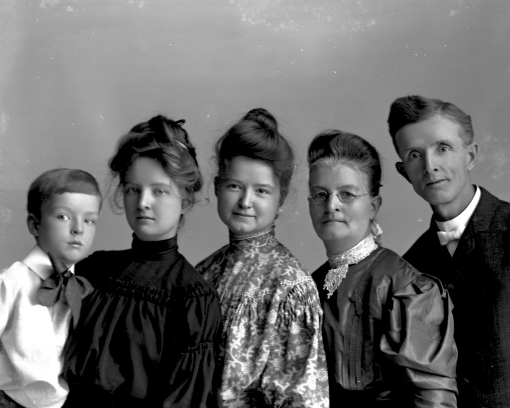 The Barrette family - George M, Mattie, Lydia, Ada & George, Jr. - ca. 1900. Photographed by J. B. Hostetler, Davenport, Iowa