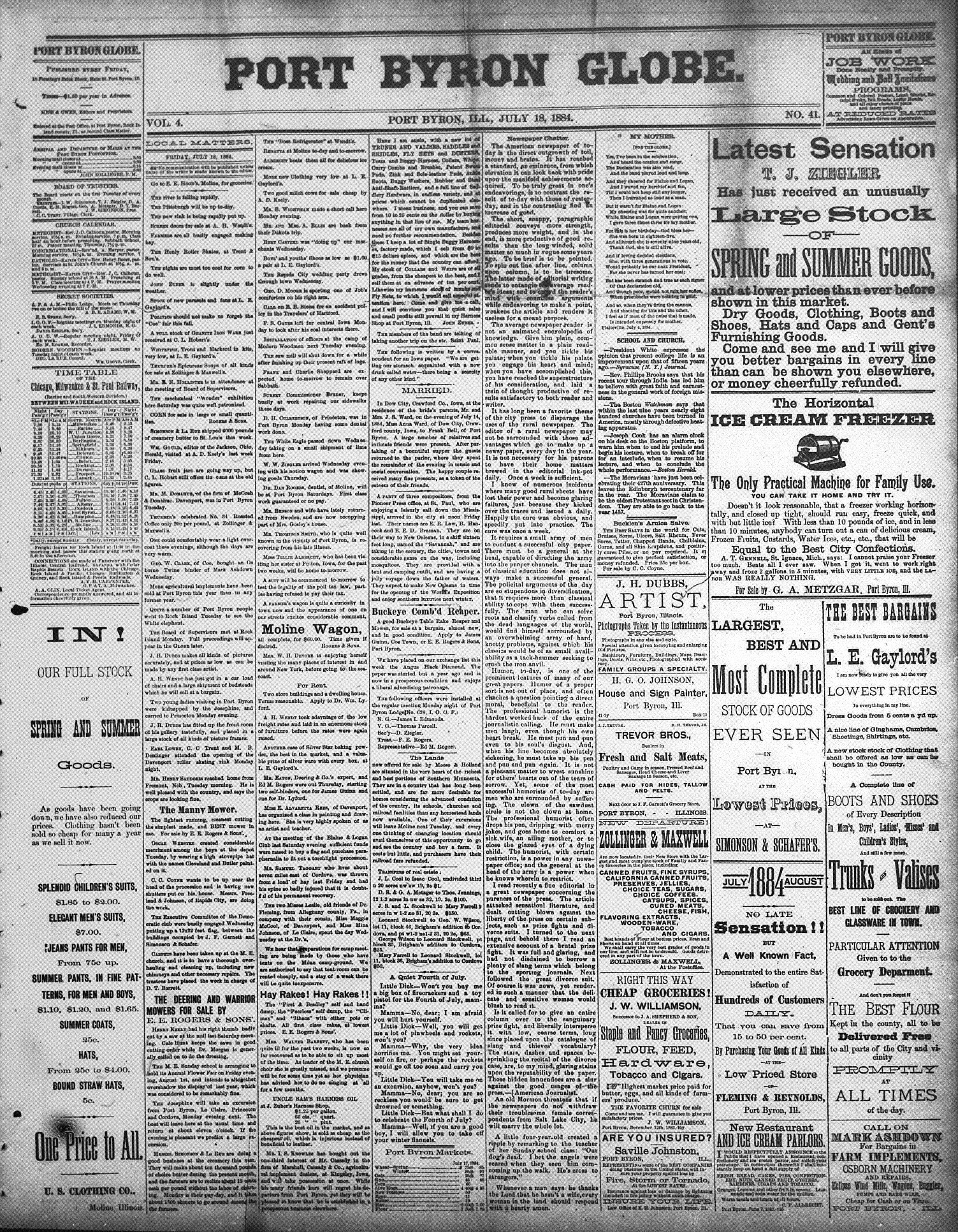 Extra! Extra! Read All About It! Now Available The Port Byron Globe